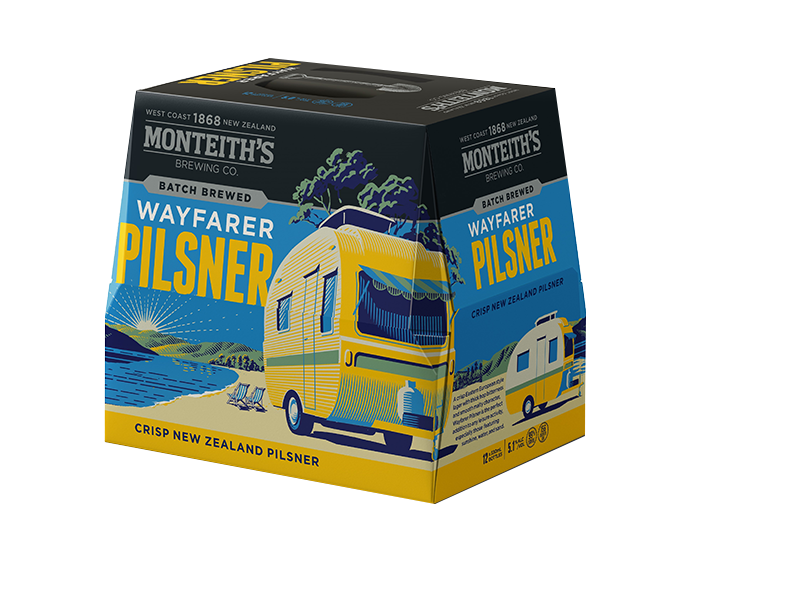 Monteiths Batch Brewed Wayfarer Pilsner 12 Pack600 copy
