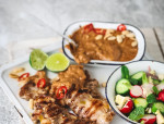 Satay Chicken Skewers With Cucumber Mint Salad
