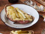 Pastrami and Swiss Cheese Open Sandwich
