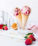 Strawberry, Rhubarb and Campari Ripple Ice Cream