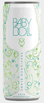 Babydoll, Babydoll Wine, babydoll sheep, wine, environmental wine, wine in a can, canned wine, New Zealand wine, sauvignon blanc, New Zealand sauvignon blanc, Marlborough wine, Marlborough sauvignon blanc, pinot gris, merlot, sparkling wine